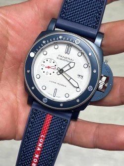 Panerai Submersible QuarantaQuattro Luna Rossa with White Dial and Blue Strap