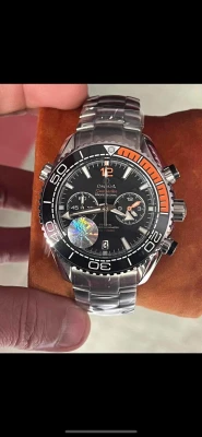 Omega Seamaster Planet Ocean Chronograph with Black Dial and Orange Accents