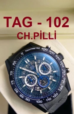 TAG Heuer Carrera Blue Dial Black Bezel Black Strap