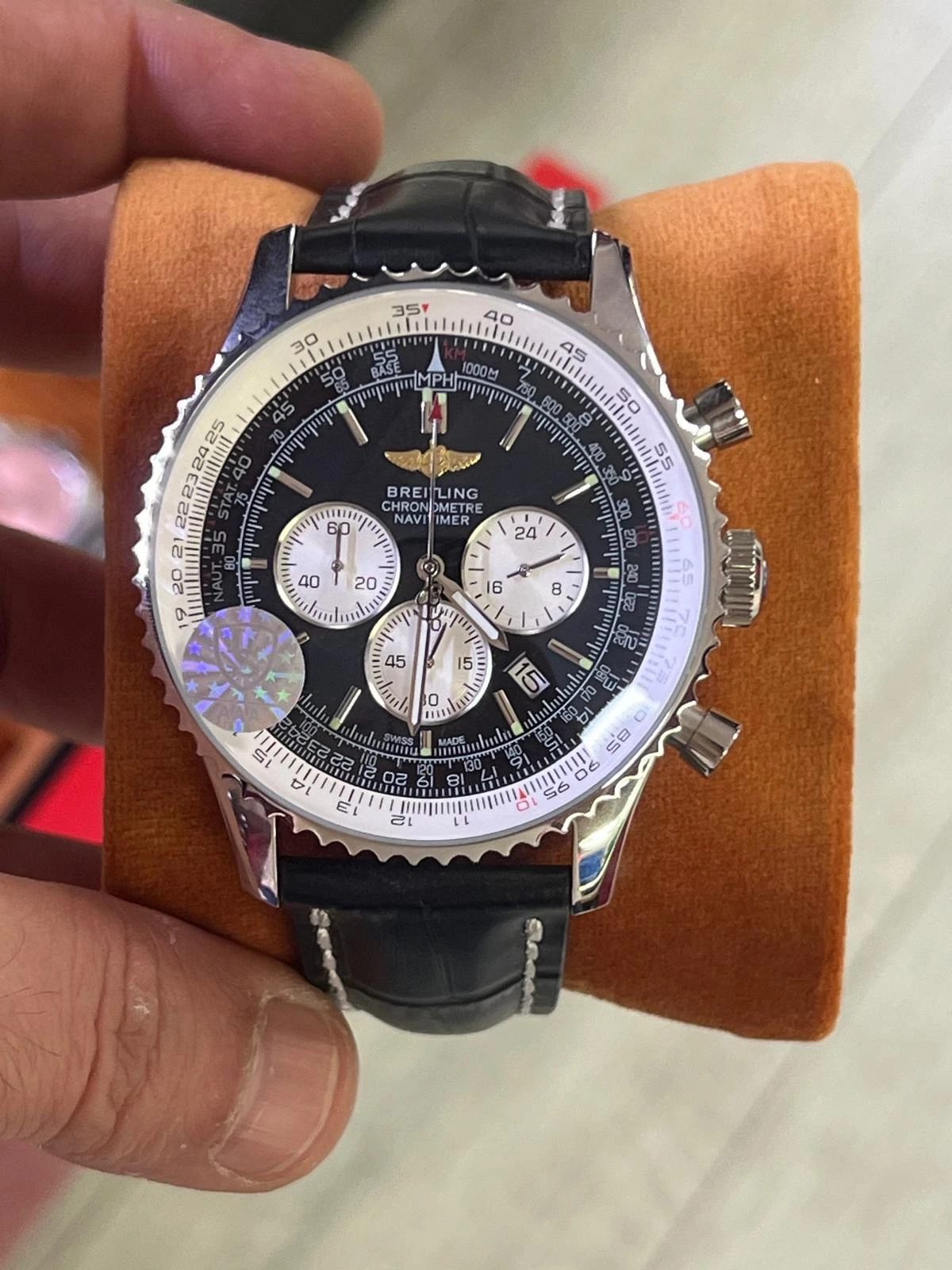 Breitling Navitimer with Black Dial and Leather Strap Breitling Navitimer with Black Dial and Leather Strap