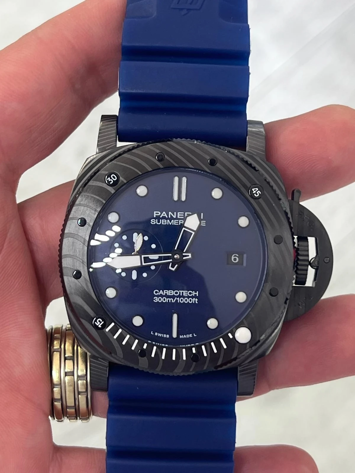 Panerai Submersible Carbotech Blue Dial Blue Strap Panerai Submersible Carbotech Blue Dial Blue Strap