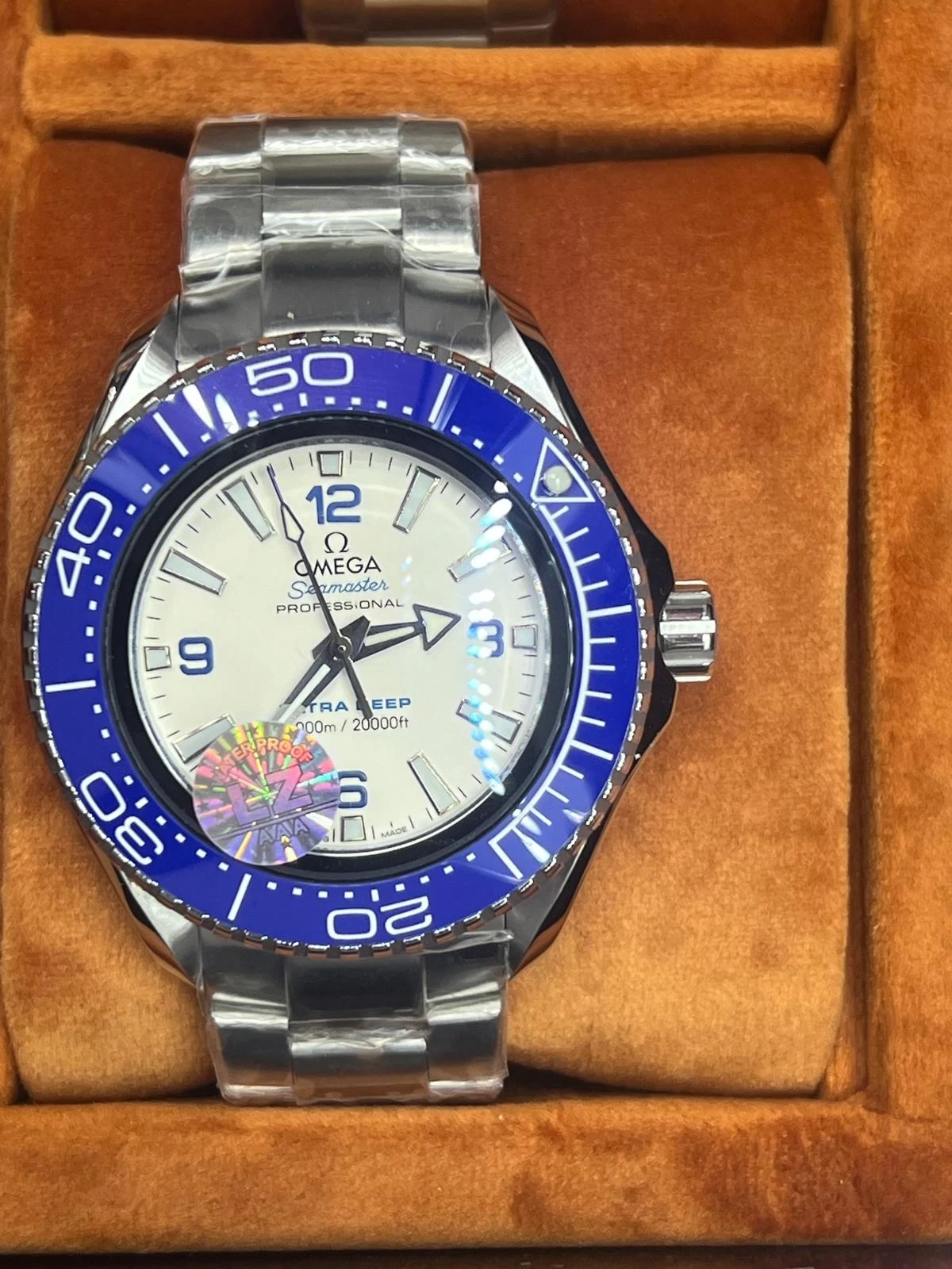 Omega Seamaster Planet Ocean Ultra Deep White Dial Blue Bezel